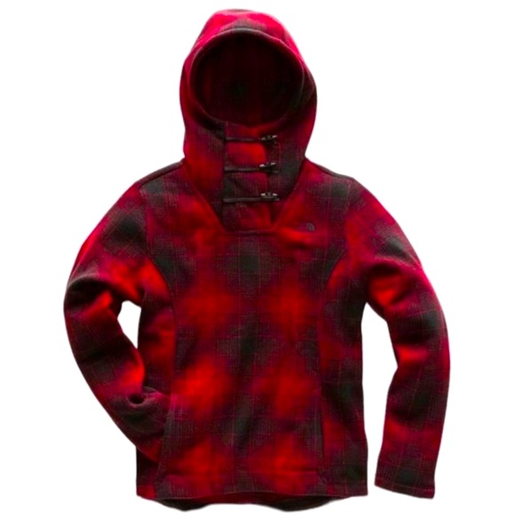 THE NORTH FACE Crescent Rumba Red Ombré Plaid Toggle Hoodie size S - Picture 5 of 10